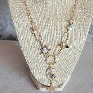 Moon & Star Paper Clip Necklace